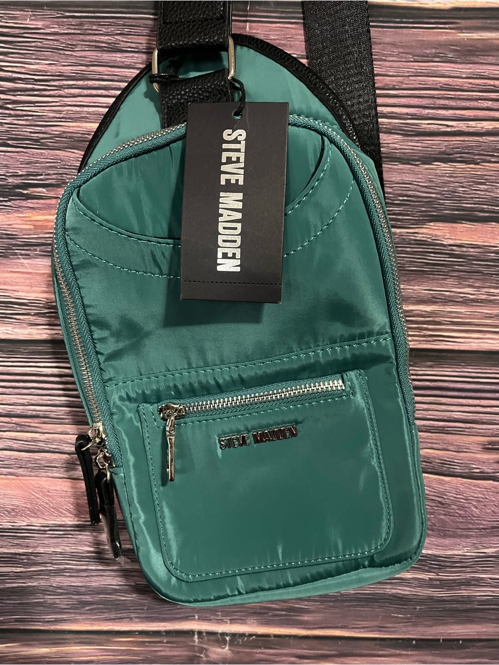 Steve Madden Teal Sling Bag with Silver Hardware